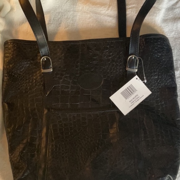 Leather Alligator embossed purse tote bag vintage - Picture 6 of 8